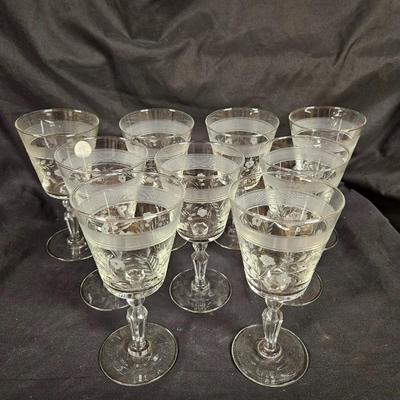 Set of 8 Vintage Libbey Rock Sharpe Crystal Caprice Wine Glasses