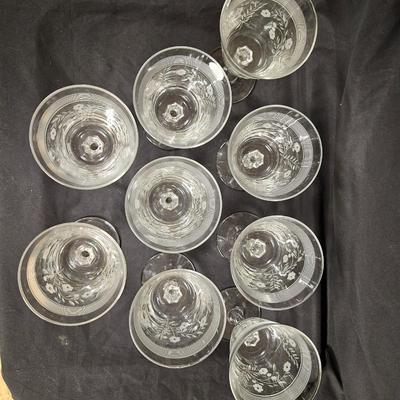 Set of 8 Vintage Libbey Rock Sharpe Crystal Caprice Wine Glasses