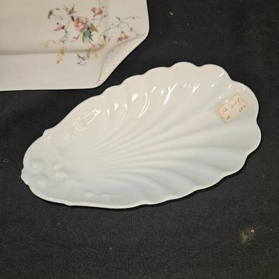 Lot of 4 Vintage Items Including Lefton Style Vase/Bowl, Decorative Plate and Salt Shaker