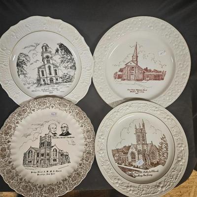 Lot of 4 Antique Collectible Church Plates - South Jersey and New York