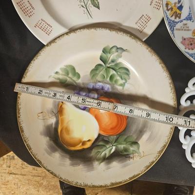 Lot of 4 Decorative Plates including Milk Glass Lace Dish