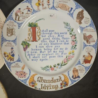 Lot of 4 Decorative Plates including Milk Glass Lace Dish