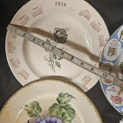 Lot of 4 Decorative Plates including Milk Glass Lace Dish