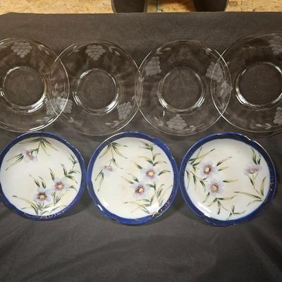Set of 7 Smaller Antique Decorative Plates Including 4 Princess House Style Heritage Plates