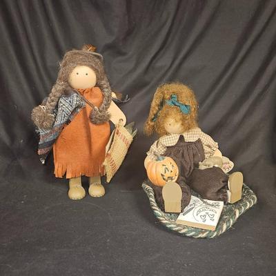 Lot of 2 Vintage Lizzie High Thanksgiving and Halloween Dolls