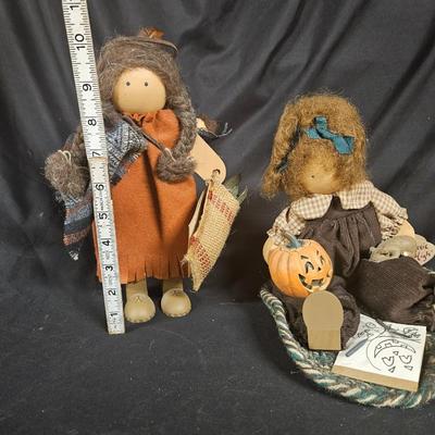 Lot of 2 Vintage Lizzie High Thanksgiving and Halloween Dolls
