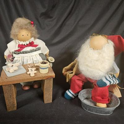 Lot of 2 Vintage Lizzie High Christmas Santa & Mrs. Clause Dolls