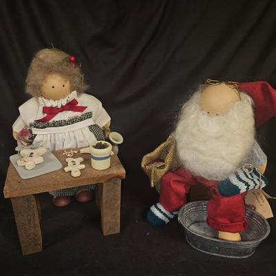 Lot of 2 Vintage Lizzie High Christmas Santa & Mrs. Clause Dolls