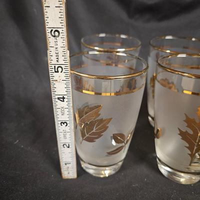 Set of 8 Vintage MCM Libbey Golden Foliage Drinking Glasses