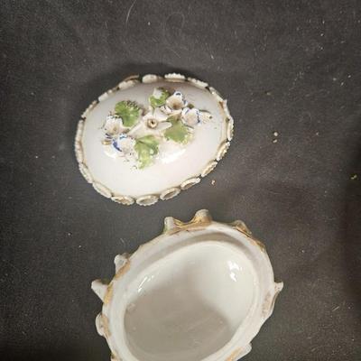 Lot of 5 Antique Items Including Lefton Egg and Trinket Boxes