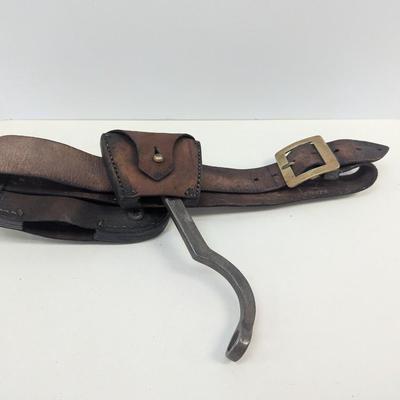 New South Wales Fire Brigade (NSWFB) Belt and Hatchet and a Cast Iron Spanner Wrench
