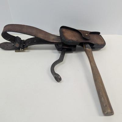 New South Wales Fire Brigade (NSWFB) Belt and Hatchet and a Cast Iron Spanner Wrench