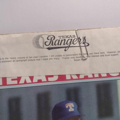 Autographed Nolan Ryan Texas Rangers Signed Poster on Cardboard Backing