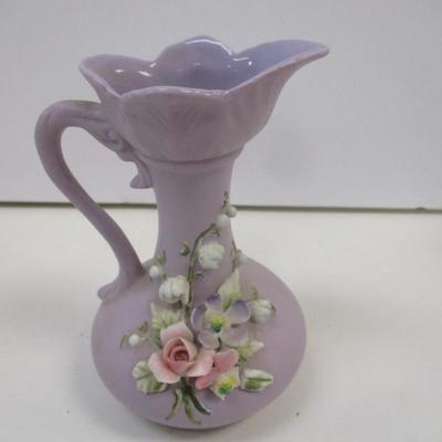 Vintage Lefton China Small Pitcher - Homer Laughlin Hudson Gravy Boat - White Gold Porcelain Victorian Shoe - White China Cup &...