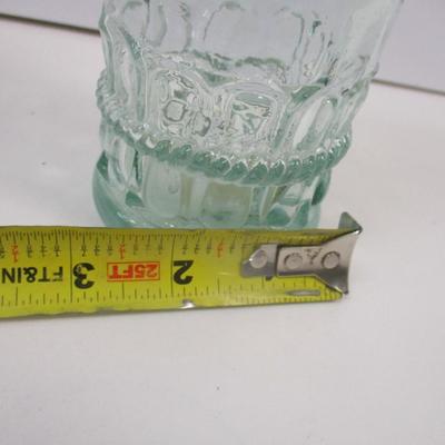 Vintage Decorative Collectible Green Pressed Glass Bottle 13 1/2" Tall