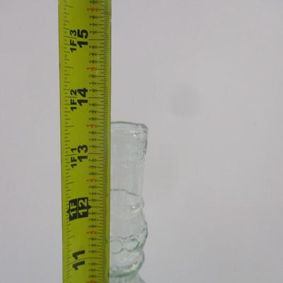 Vintage Decorative Collectible Green Pressed Glass Bottle 13 1/2" Tall