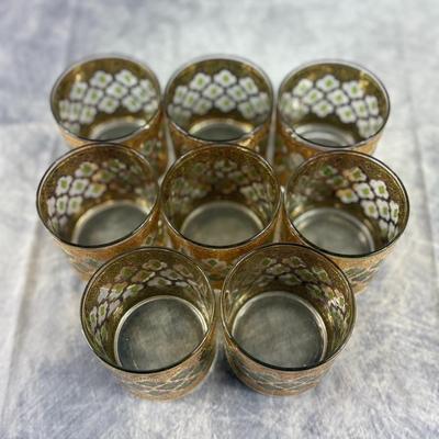 Lot 1: Mid-Century Modern Gold-Rim Glassware Set – Vintage