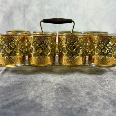 Lot 1: Mid-Century Modern Gold-Rim Glassware Set – Vintage