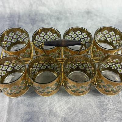 Lot 1: Mid-Century Modern Gold-Rim Glassware Set – Vintage