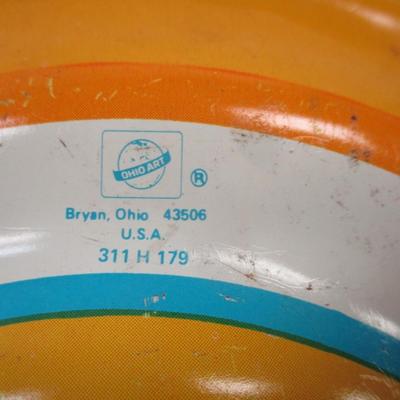1960's Vintage Ohio Art Tin Toy Spinning Top 9" Carousel Merry Go Round