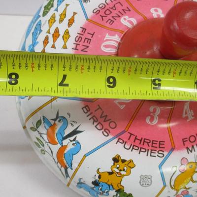 Vintage J. Chein Tin Metal Spinning Top With Counting Numbers