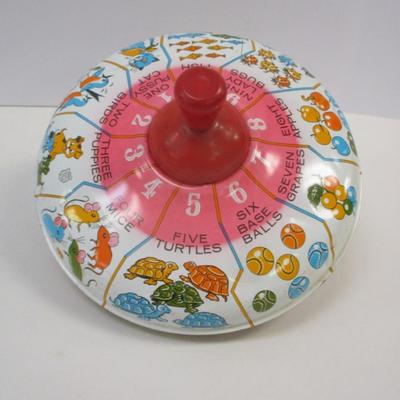 Vintage J. Chein Tin Metal Spinning Top With Counting Numbers