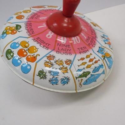 Vintage J. Chein Tin Metal Spinning Top With Counting Numbers