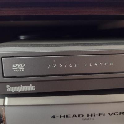 Sanyo VCR and Symphonic DVD Player with Remote Controls