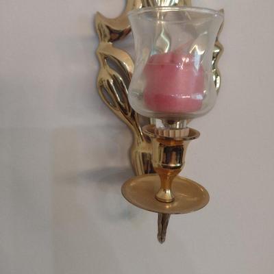 Pair of Brass Wall Sconce Candle Holders
