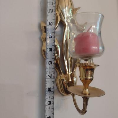 Pair of Brass Wall Sconce Candle Holders