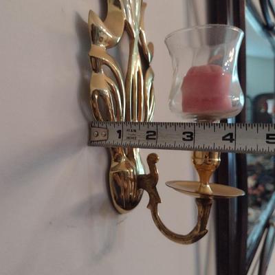 Pair of Brass Wall Sconce Candle Holders