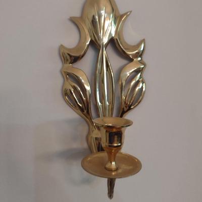 Pair of Brass Wall Sconce Candle Holders
