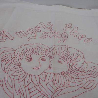 Vintage Pillow Cases With Red Embroidery Napkins