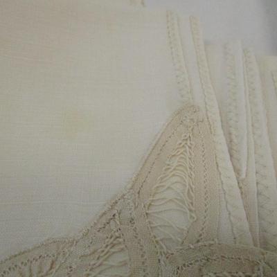 12 Napkins & Tablecloth 96" x 66" Off White Lace
