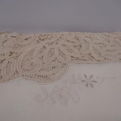 12 Napkins & Tablecloth 96" x 66" Off White Lace