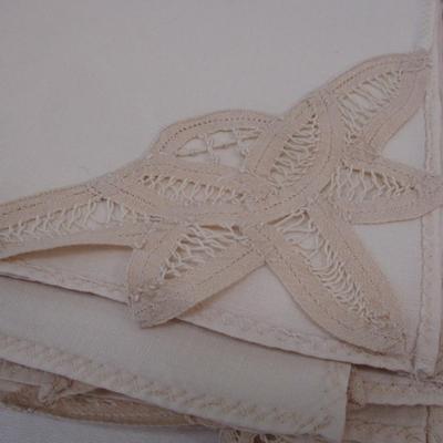 12 Napkins & Tablecloth 96" x 66" Off White Lace
