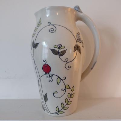 Hand Made Pottery Pitcher by Local Artist Meghan Runkle Bernard- Approx 8 5/8" Tall