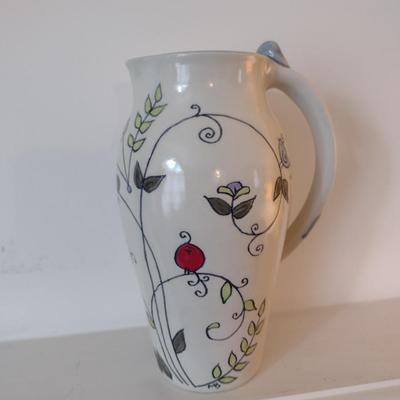 Hand Made Pottery Pitcher by Local Artist Meghan Runkle Bernard- Approx 8 5/8" Tall