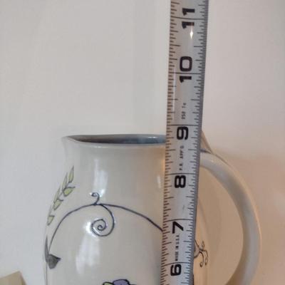 Hand Made Pottery Pitcher by Local Artist Meghan Runkle Bernard- Approx 8 5/8" Tall