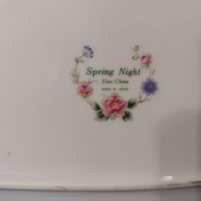Japanese Spring Night China Platter and Covered Vegetable Bowl