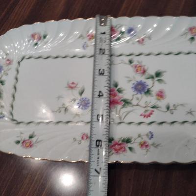 Japanese Spring Night China Platter and Covered Vegetable Bowl