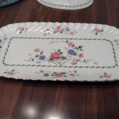 Japanese Spring Night China Platter and Covered Vegetable Bowl