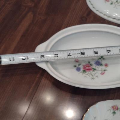 Japanese Spring Night China Platter and Covered Vegetable Bowl