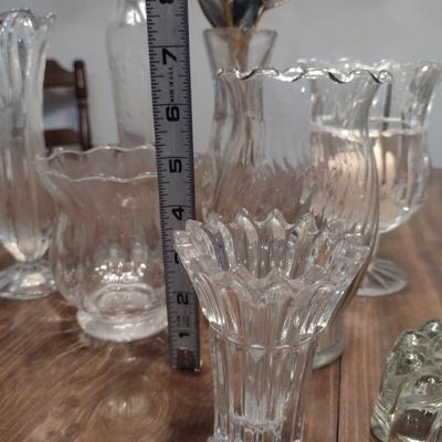 Collection of Glass/Crystal Home Decor- Vases, Candle Holder, Candy Dish