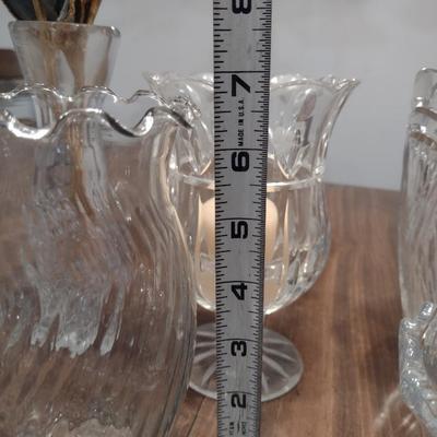 Collection of Glass/Crystal Home Decor- Vases, Candle Holder, Candy Dish