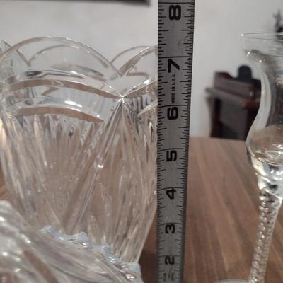 Collection of Glass/Crystal Home Decor- Vases, Candle Holder, Candy Dish