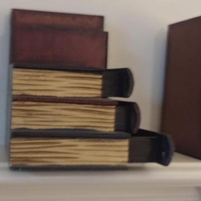 Pair of Book Ends with Storage Drawers- Stacked Book Design