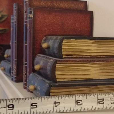 Pair of Book Ends with Storage Drawers- Stacked Book Design