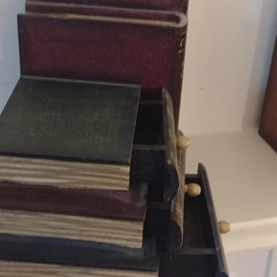 Pair of Book Ends with Storage Drawers- Stacked Book Design