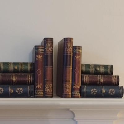 Pair of Book Ends with Storage Drawers- Stacked Book Design